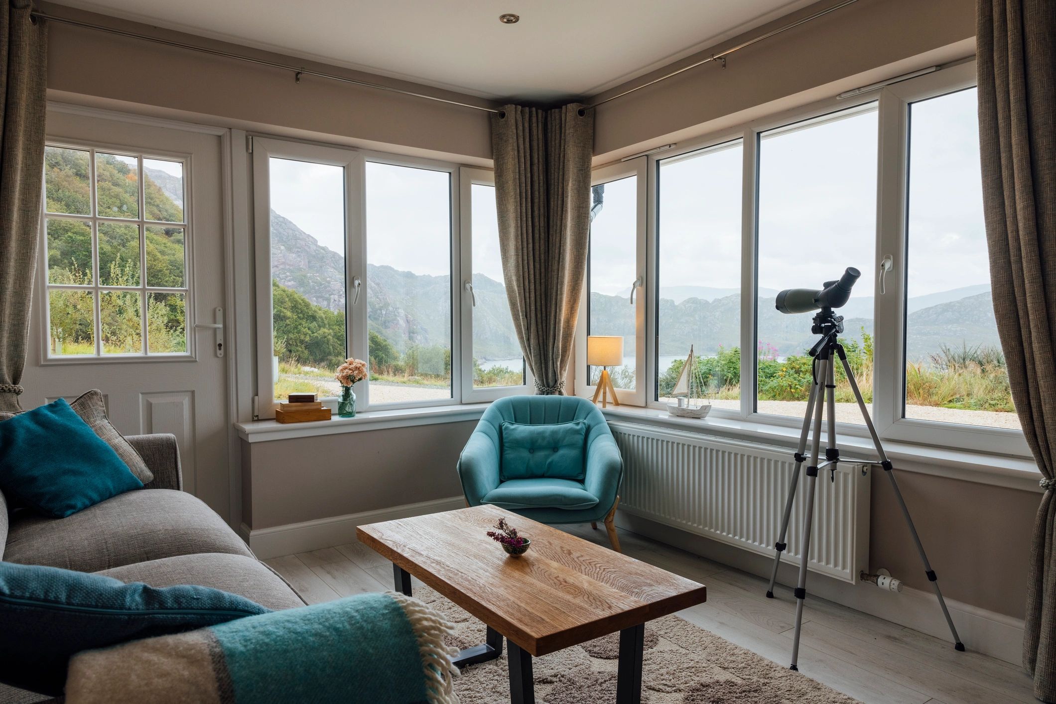Bright, welcoming living room interior representing a well-maintained rental home